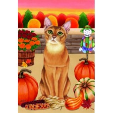 Abyssinian Cat Autumn Flag