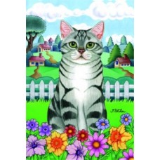 Tabby Cat (Silver and White) Spring Flag