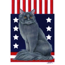 Maine Coon Cat (Grey) Patriot Flag