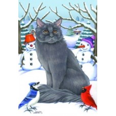 Maine Coon Cat (Grey) Snow Flag
