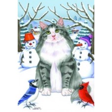 Norwegian Forest Cat (Grey and White) Snow Flag