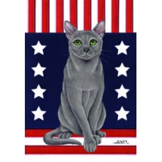 Russian Blue Cat Patriot Flag