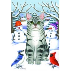 Tabby Cat (Silver and White) Snow Flag